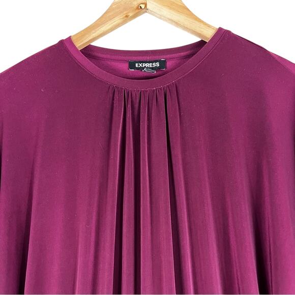Express Purple Ruched Balloon Sleeve Blouse Womens S Elegant Minimalist - Picture 4 of 9